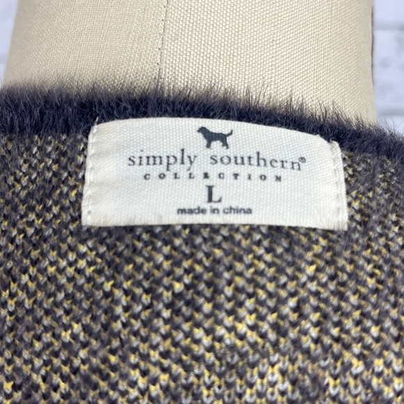 Simply Southern | NWOT fuzzy dusty blue, daisies long cardigan, size L - Picture 11 of 11